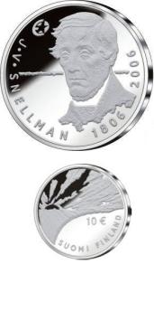 125e sterfdag Johan Vilhelm Snellman 10 euro Finland 2006 Proof